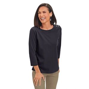 NWOT NorthStyle Pima Button Accent Top, Cotton, 3/4 Sleeves Size L
